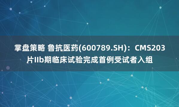 掌盘策略 鲁抗医药(600789.SH)：CMS203片IIb期临床试验完成首例受试者入组